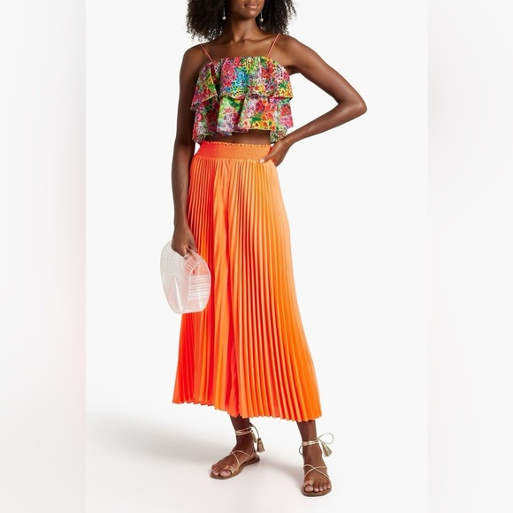 Alice + Olivia Garden Floral Print Marylynn Eyelet Crop Top - Sz 2 - Picture 6 of 10